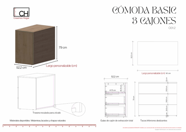 Cómoda a medida con 3 cajones | Basic