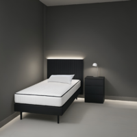 Cabecero Negro con Luz Fría | Cama de 90 cm