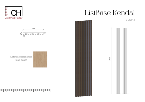 Panel ListBase Roble Kendal – Revestimiento con Listones de Madera | 242x54 cm