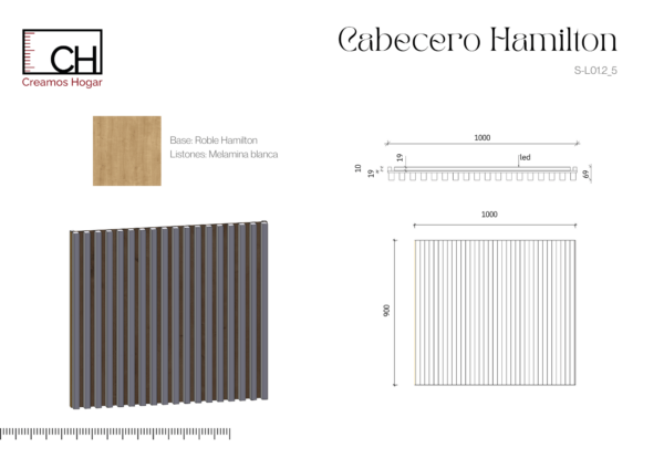 Cabecero de Roble Hamilton y Blanco con Luz Cálida | Cama de 90 cm