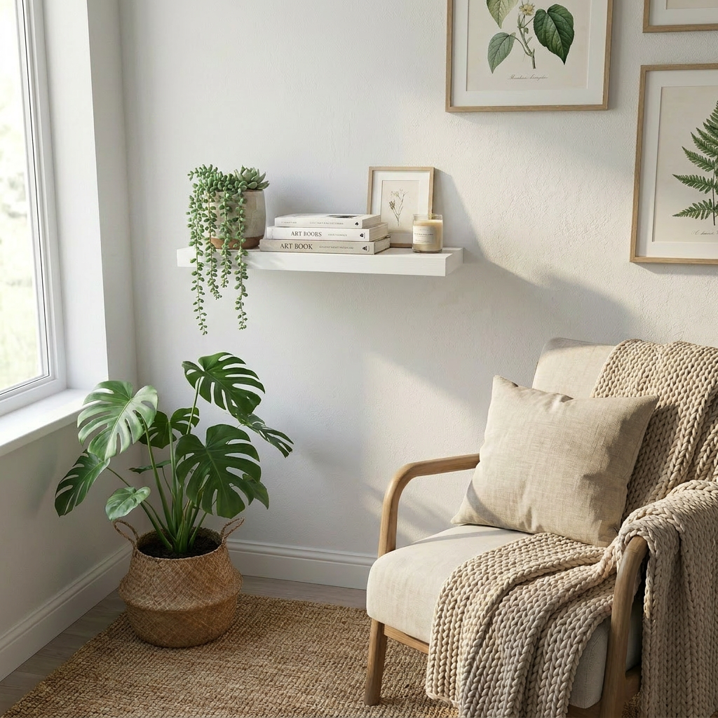 Balda Basic Pared con soporte oculto de 50 cm Blanca